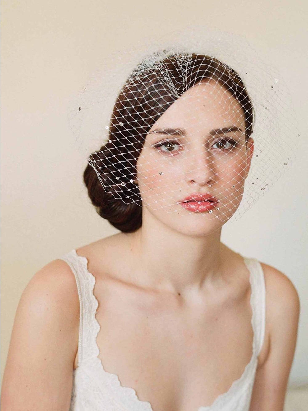NWOT Anthropologie Twigs & Honey Bridal Birdcage Veil with Crystal Gold Accents